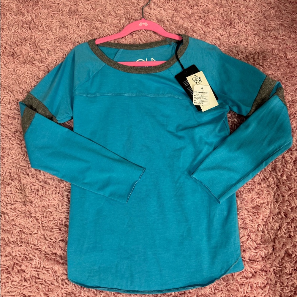 Chastened with tags Teal and Brown Long Sleeve Top